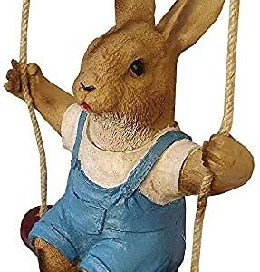 Rabbit On Swing For Garden Decor