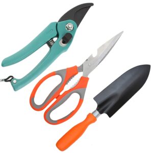 3IN1 Gardening Tools Combo Of Scissor, Trowel And Garden Scissors Pruning Bypass Garden Tool Kit (3 Tools)