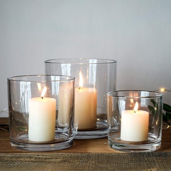 Glass Cylinder Vase, Candles Holders Set Of 2 (3 X 3)