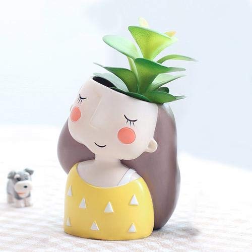 Pot's & Plant's Combo Pack Dreaming Yellow Girl Design,Heart Girl,Thinking Girl Resin Pots Unique & Trendy Design Return Gifts Succulent Pots polyresin Pot Home Decor(Set of 3)
