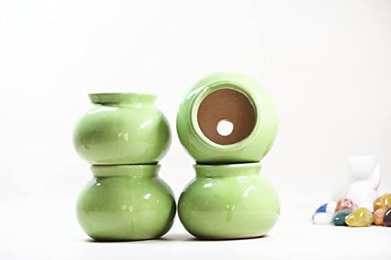 POTS and Plants Handmade Ceramic Design Matki Pot Set (7 cm x 7 cm x 7 cm)