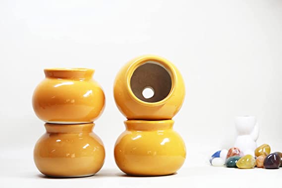 POTS and Plants Handmade Ceramic Design Matki Pot Set (7 cm x 7 cm x 7 ) - 6 Pieces