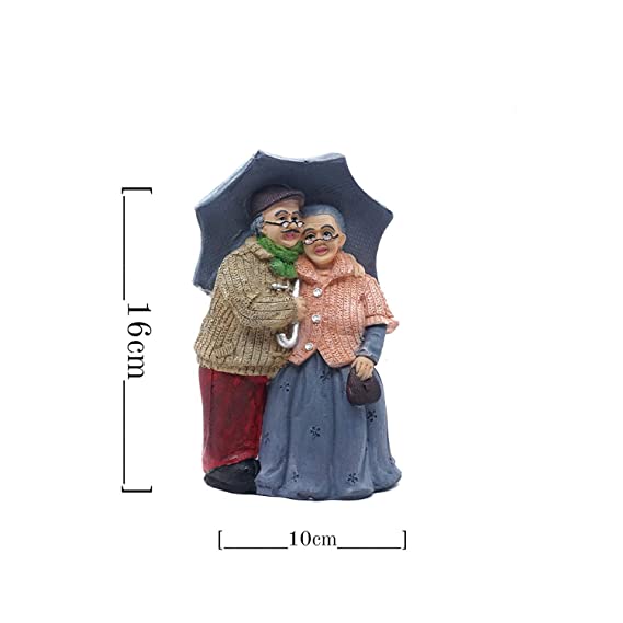 POTS and Plants Dada Dadi Couple Idol for Gift | Grand Parents Showpiece Statue | Figurine Showpiece Idol, Best Gift for Love, Valentine Day, Wedding Anniversary, Retirement Party (Dada Dadi Umbrella)