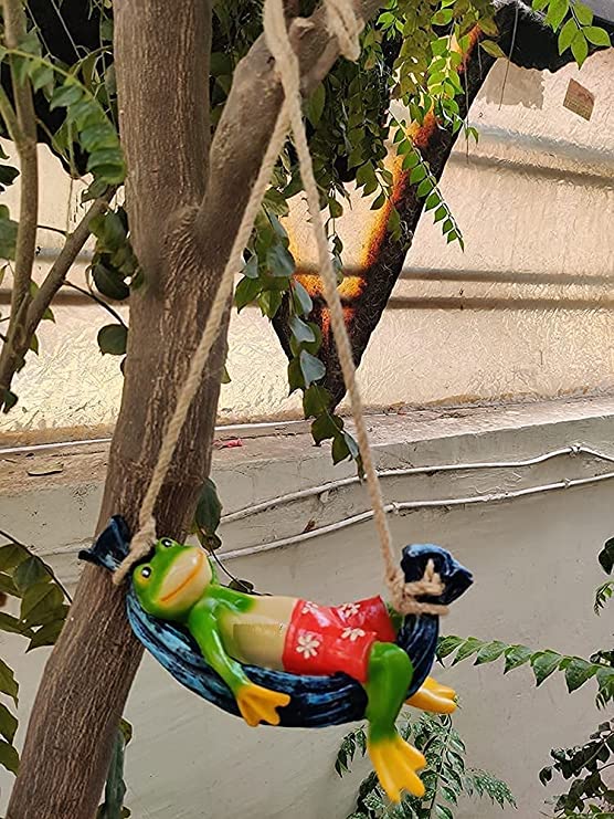 Pots and Plants Frog on Hammock Home and Garden Decor Kids Room Ornaments