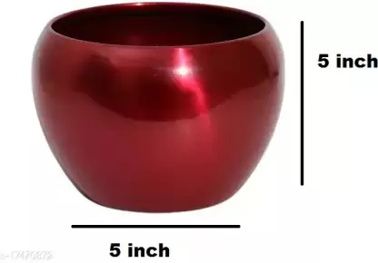 Pots & Plants Metal Pots(5 inches) Multipurpose Pot, flower planter, Without Plant (Red) Plant Container Set (Metal)