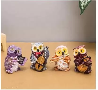 Pots & Plants Musical Owl Showpiece for Home decoration Decorative Showpiece - 10 cm  (Polyresin, Multicolor)