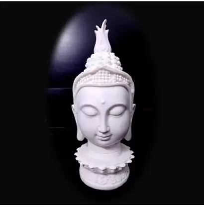 Pots & Plants Poly-Resin Meditation/Dhyan Buddha Statue Lord Figurine/Idol Decorative Showpiece - 21 cm  (Polyresin, White)
